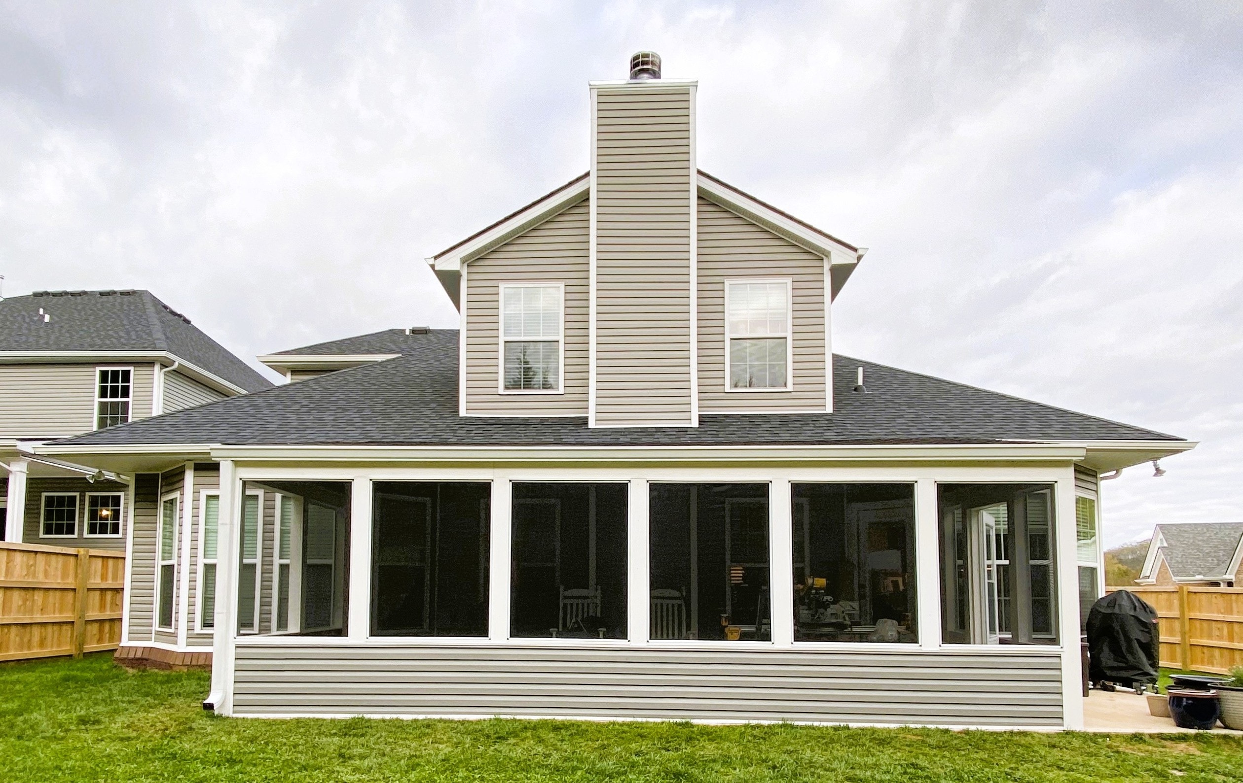 Clarence covered composite patio backyard view