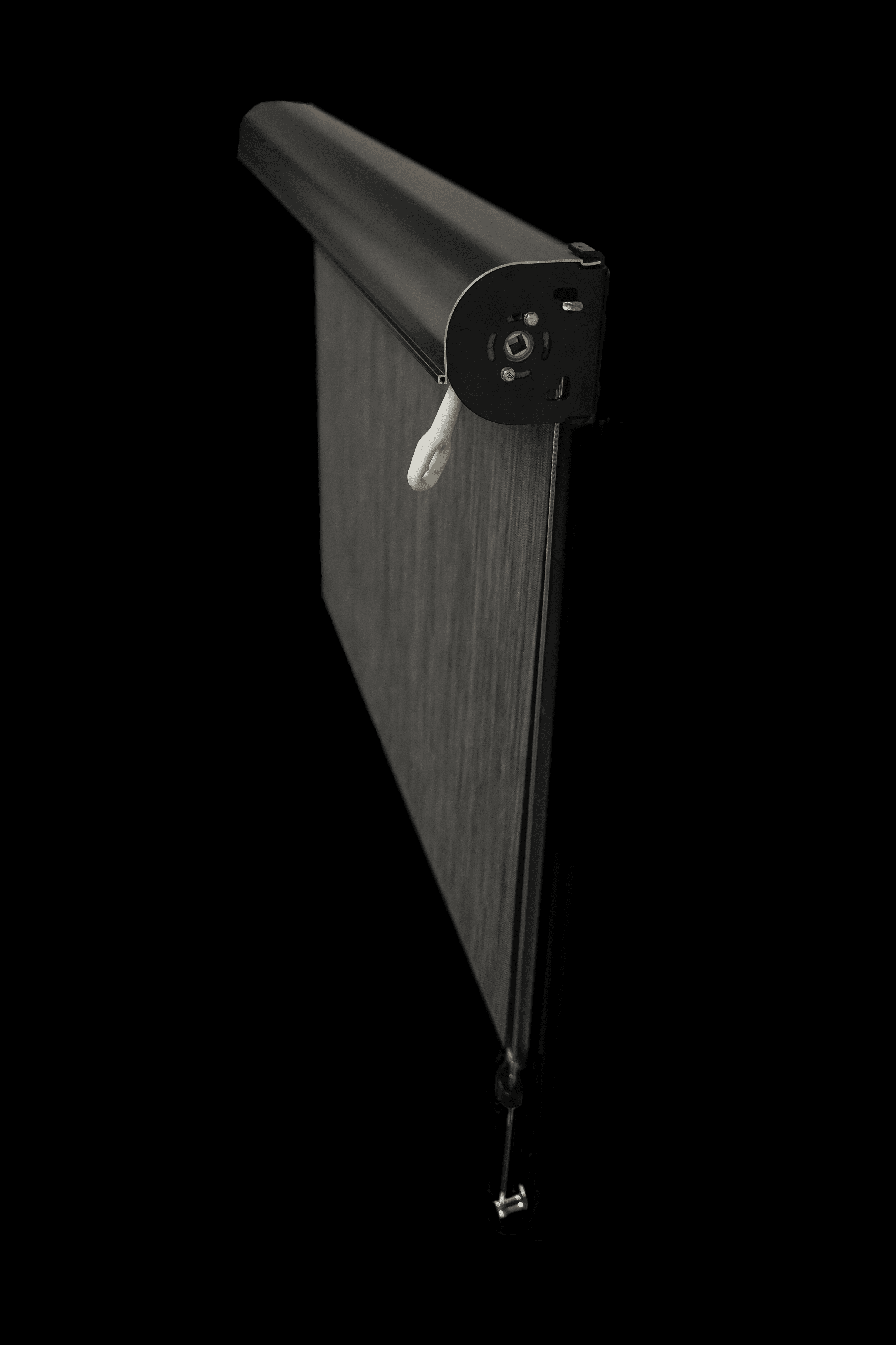 SunPro open-roller exterior screen with curved protective hood