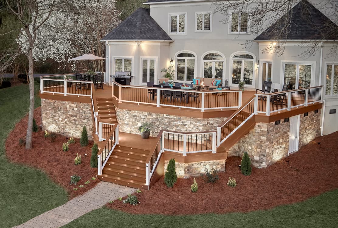 Trex Transcend composite railing with matching decking and fascia